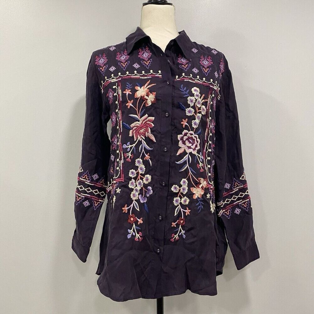 JOHNNY WAS Workshop NWT S Curaçao Swing Embroidered Western Boho Tunic Blouse